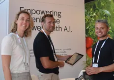 Liesbeth Dingemans, Ernst van Bruggen and Rien Kammen of Source.ag. The AI company launched an extension of the Plant App at the fair. In the booth, visitors could get a demo.